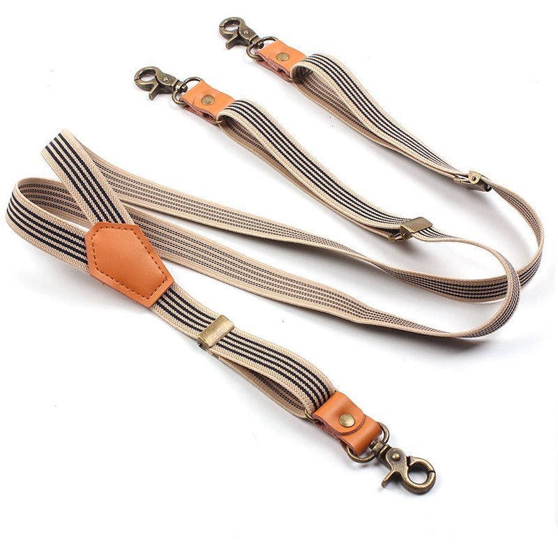 Men's Retro Y-shaped Suspenders With Three Clips And Hook Suspenders
