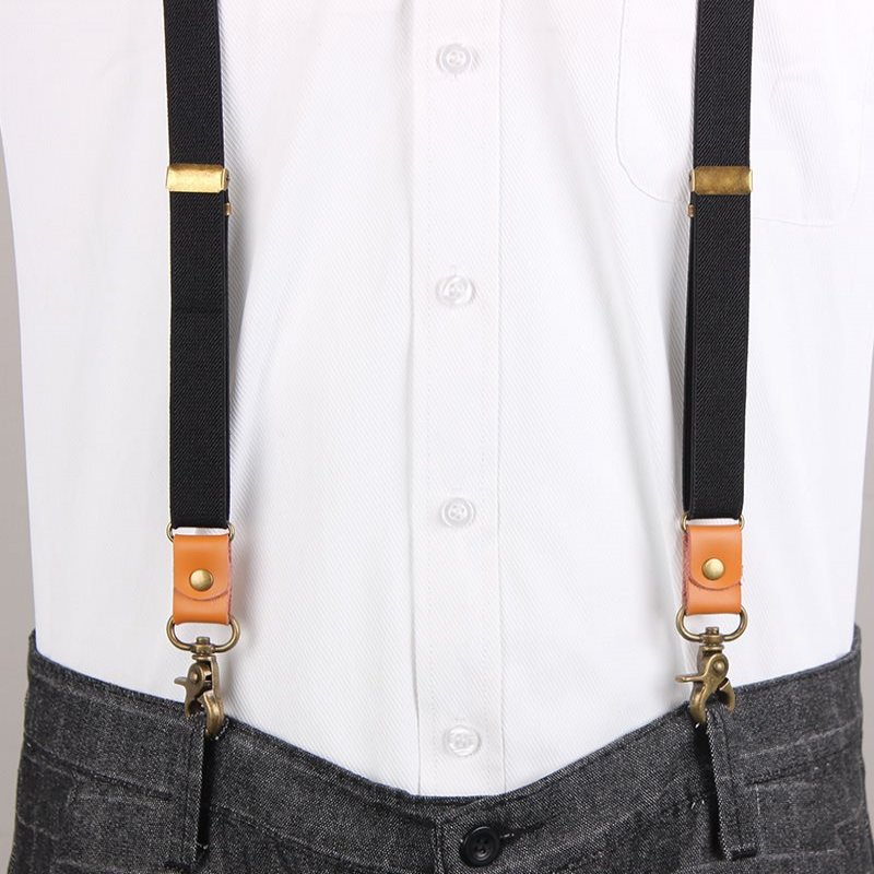 Men's Retro Y-shaped Suspenders With Three Clips And Hook Suspenders