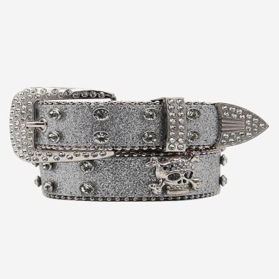The Supermade Rhinestone Skull Belt