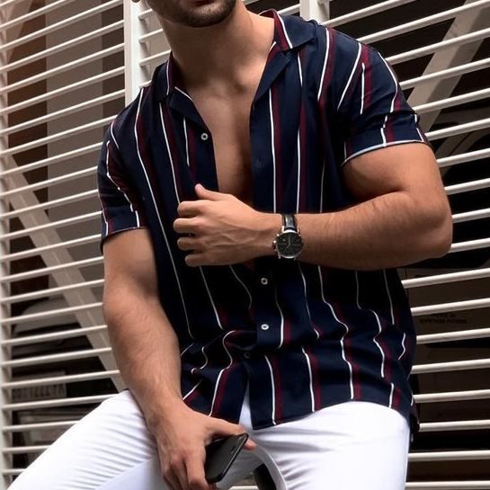 Striped Color Block Short Sleeve Shirt