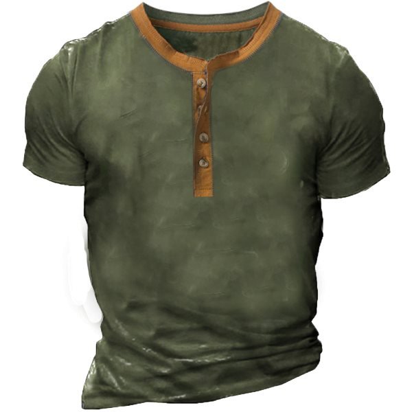 Men's Outdoor Retro Tactical Henley T-Shirt