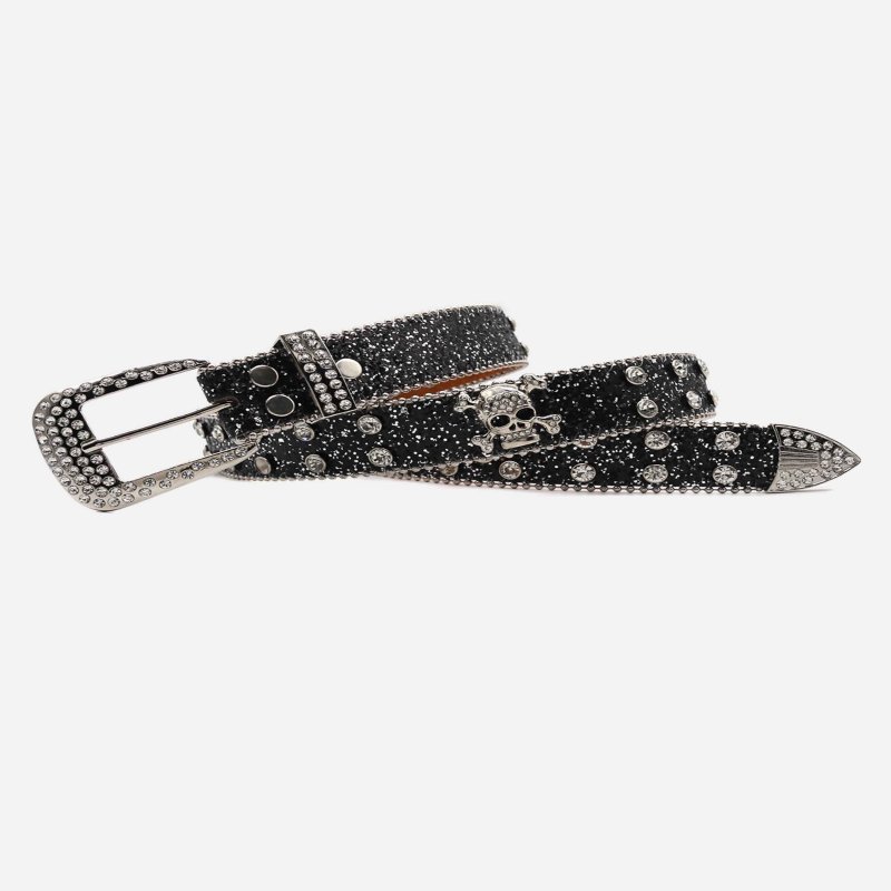 The Supermade Rhinestone Skull Belt