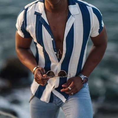 Striped Print Short Sleeve Shirt