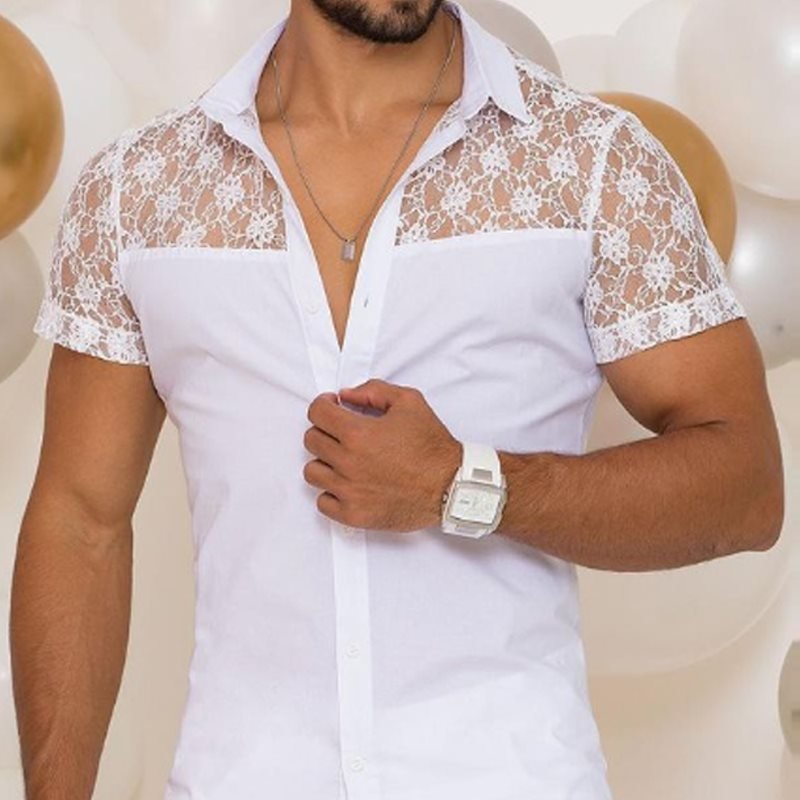 Casual Patchwork Lapel Shirt