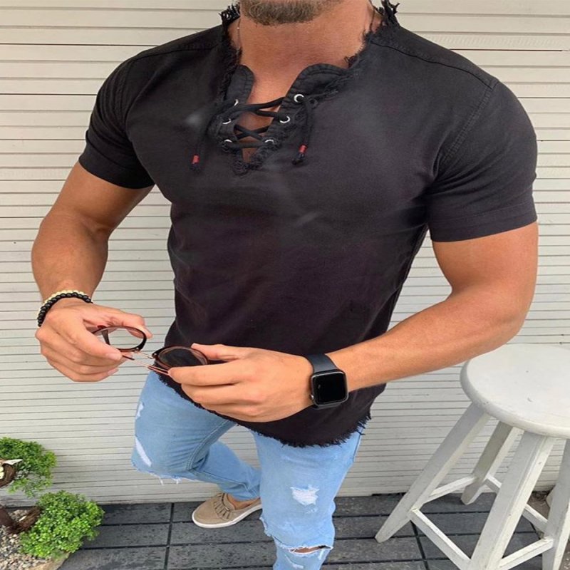 Mens Casual Short Sleeve Slim Shirt