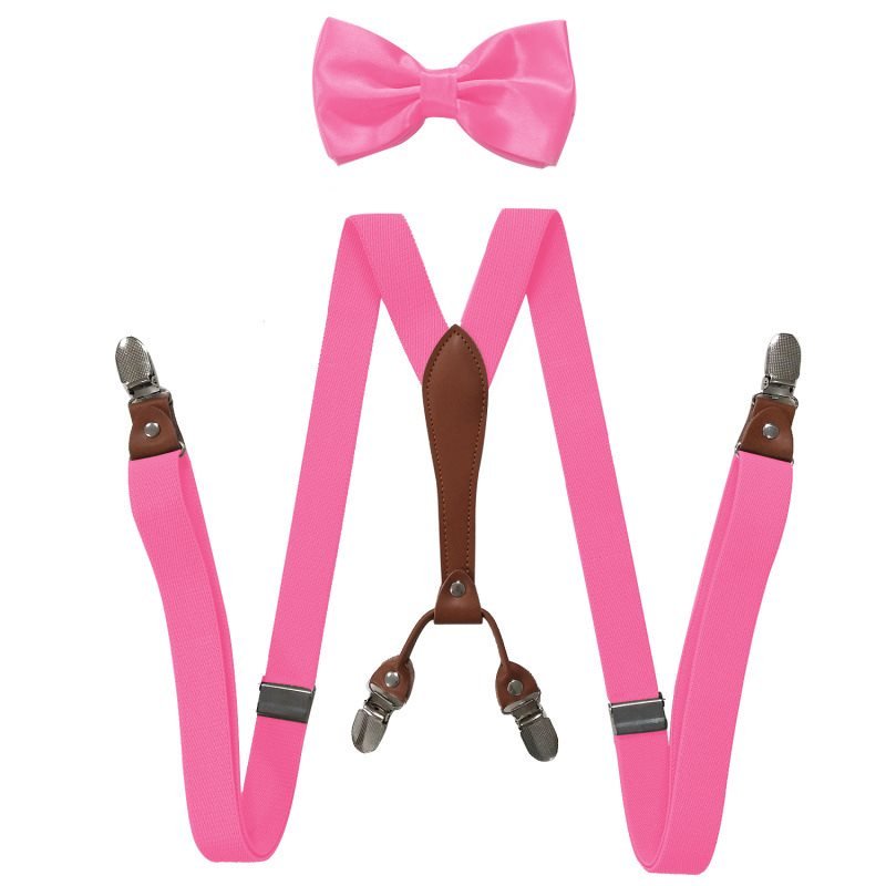 Suspenders Bow Set Y-Back Clip 1920s Roaring 20s Elastic Wide Suspenders