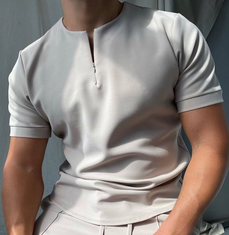 Solid Color Polo Shirt Without Zipper
