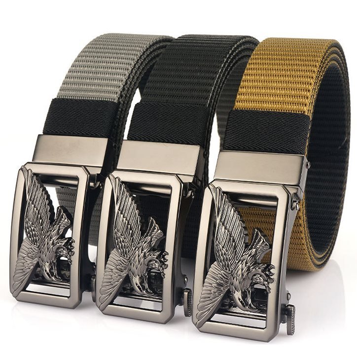 Men's Outdoor Thickened Double Color Nylon Casual Automatic Buckle Belt